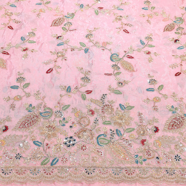 Premium Semi Silk Sequins & Moti Embroidery 54" | Designer Embroidered Fabric | V3363C-05