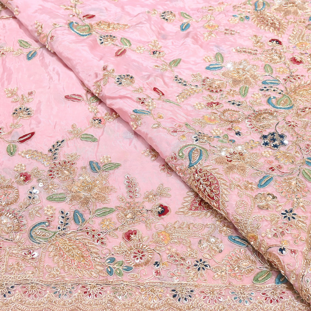 Premium Semi Silk Sequins & Moti Embroidery 54" | Designer Embroidered Fabric | V3363C-05