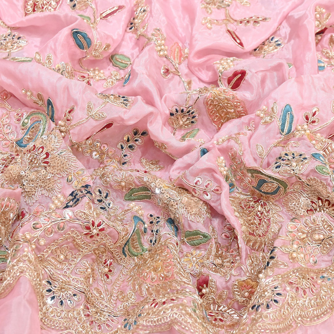 Premium Semi Silk Sequins & Moti Embroidery 54" | Designer Embroidered Fabric | V3363C-05