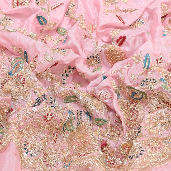 Premium Semi Silk Sequins & Moti Embroidery 54" | Designer Embroidered Fabric | V3363C-05