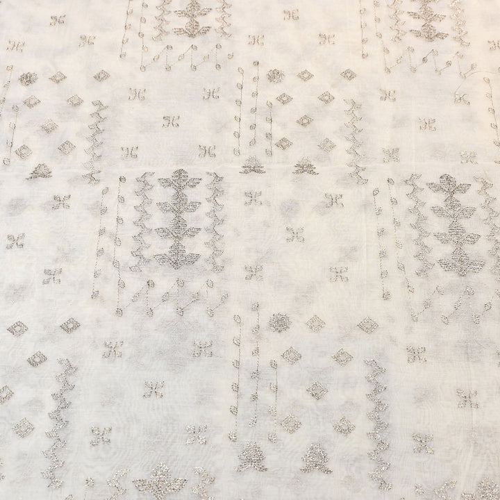 Mul Chanderi Fabric with Zari Embroidery Work | Premium Designer Fabric- MF0781-1