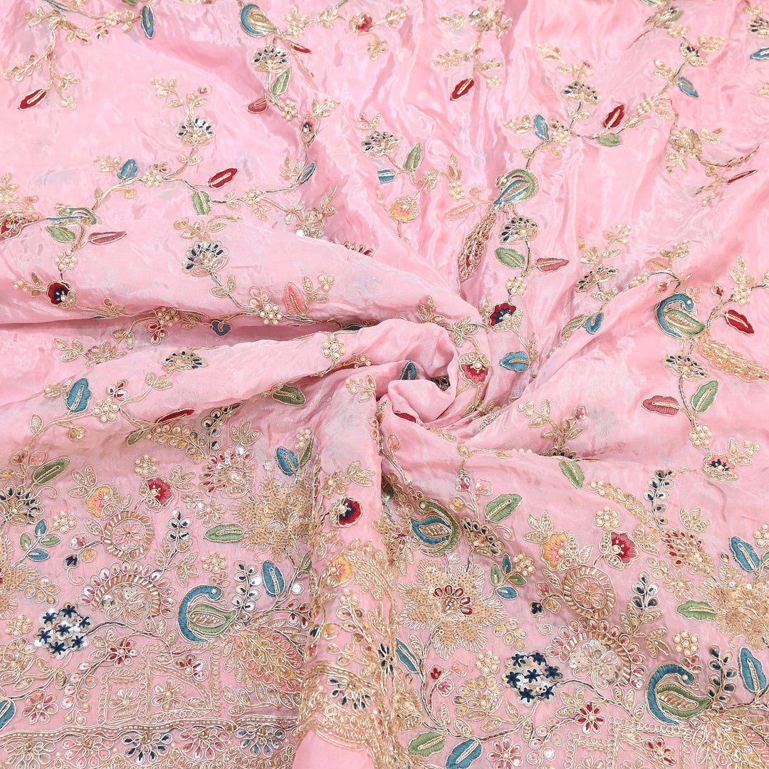 Premium Semi Silk Sequins & Moti Embroidery 54" | Designer Embroidered Fabric | V3363C-05