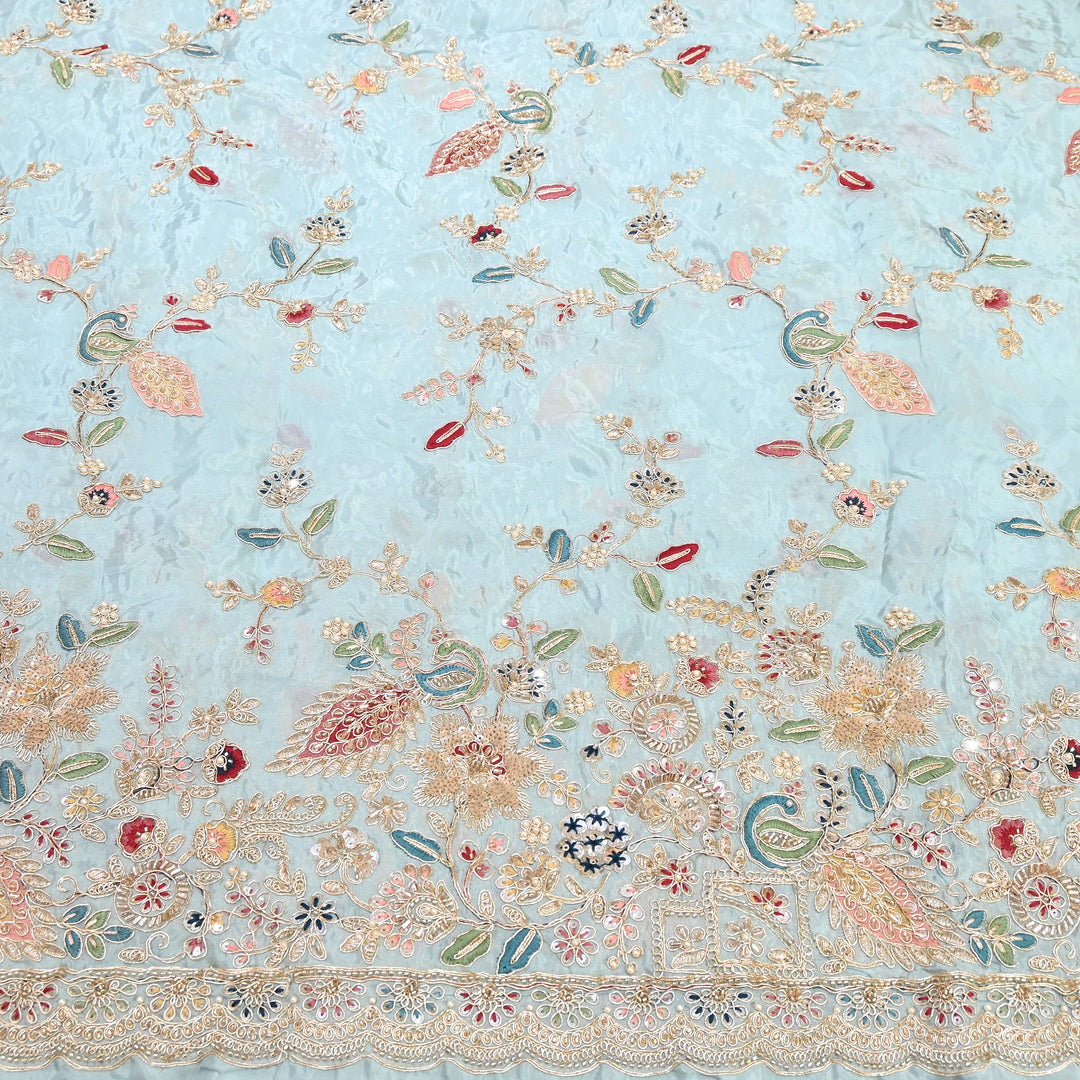 Premium Semi Silk Sequins & Moti Embroidery 54" | Designer Embroidered Fabric | V3363C-06