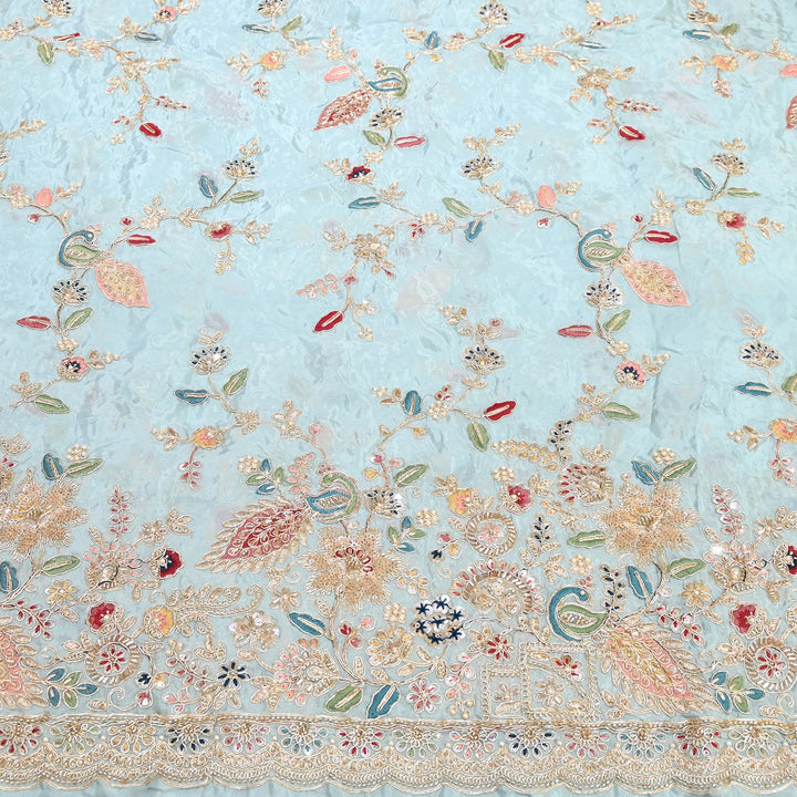 Premium Semi Silk Sequins & Moti Embroidery 54" | Designer Embroidered Fabric | V3363C-06