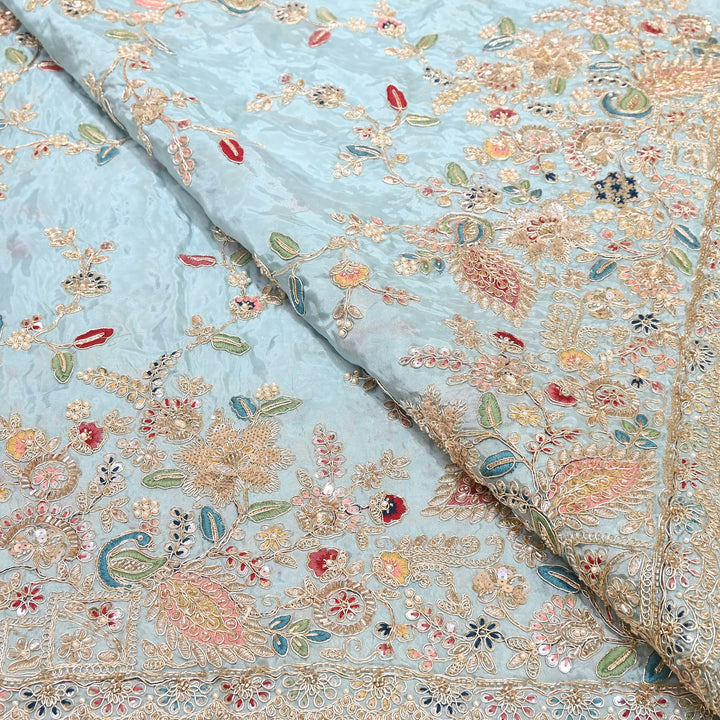 Premium Semi Silk Sequins & Moti Embroidery 54" | Designer Embroidered Fabric | V3363C-06