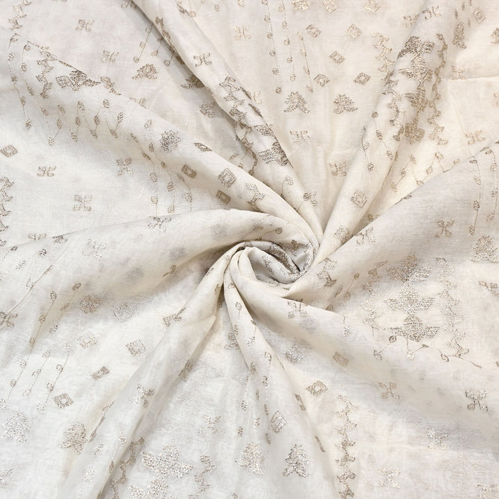 Mul Chanderi Fabric with Zari Embroidery Work | Premium Designer Fabric- MF0781-1
