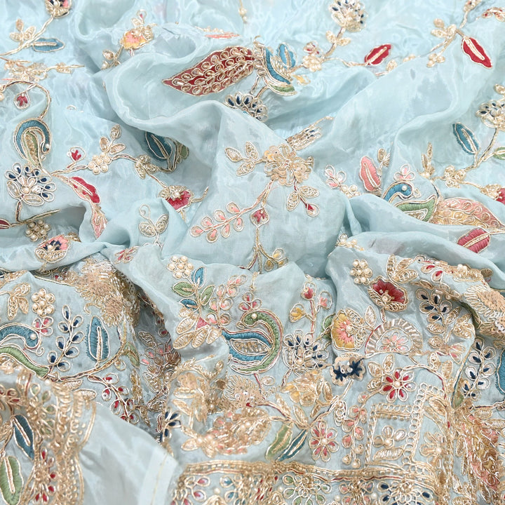 Premium Semi Silk Sequins & Moti Embroidery 54" | Designer Embroidered Fabric | V3363C-06