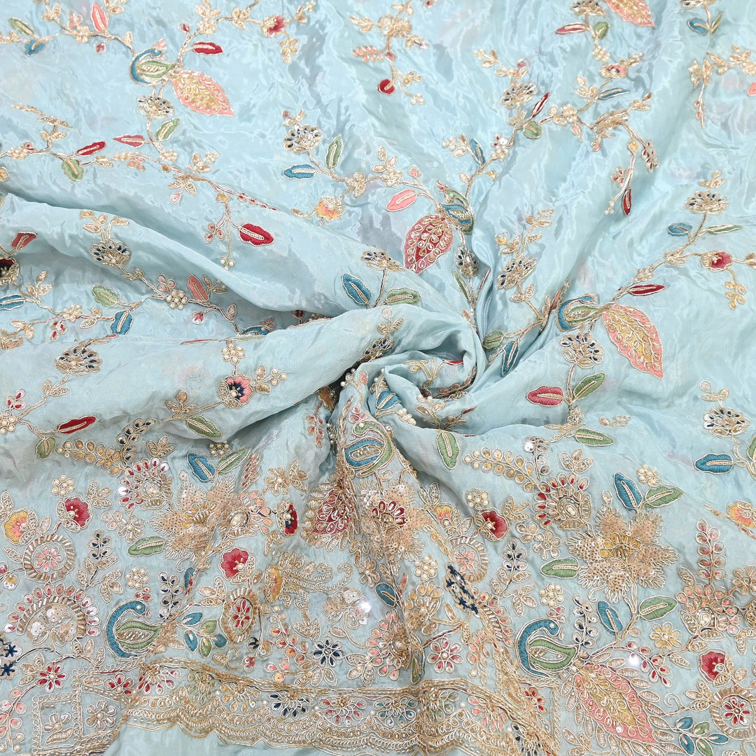 Premium Semi Silk Sequins & Moti Embroidery 54" | Designer Embroidered Fabric | V3363C-06