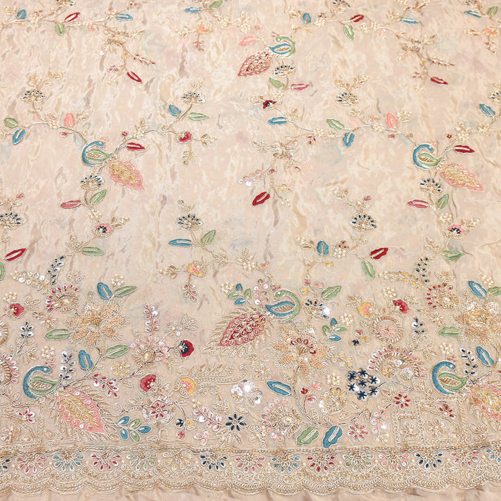 Premium Semi Silk Sequins & Moti Embroidery 54" | Designer Embroidered Fabric | V3363C-03