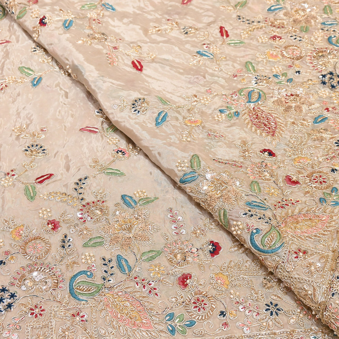 Premium Semi Silk Sequins & Moti Embroidery 54" | Designer Embroidered Fabric | V3363C-03