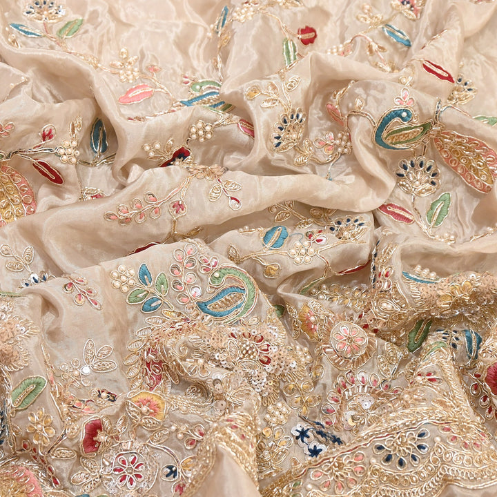 Premium Semi Silk Sequins & Moti Embroidery 54" | Designer Embroidered Fabric | V3363C-03