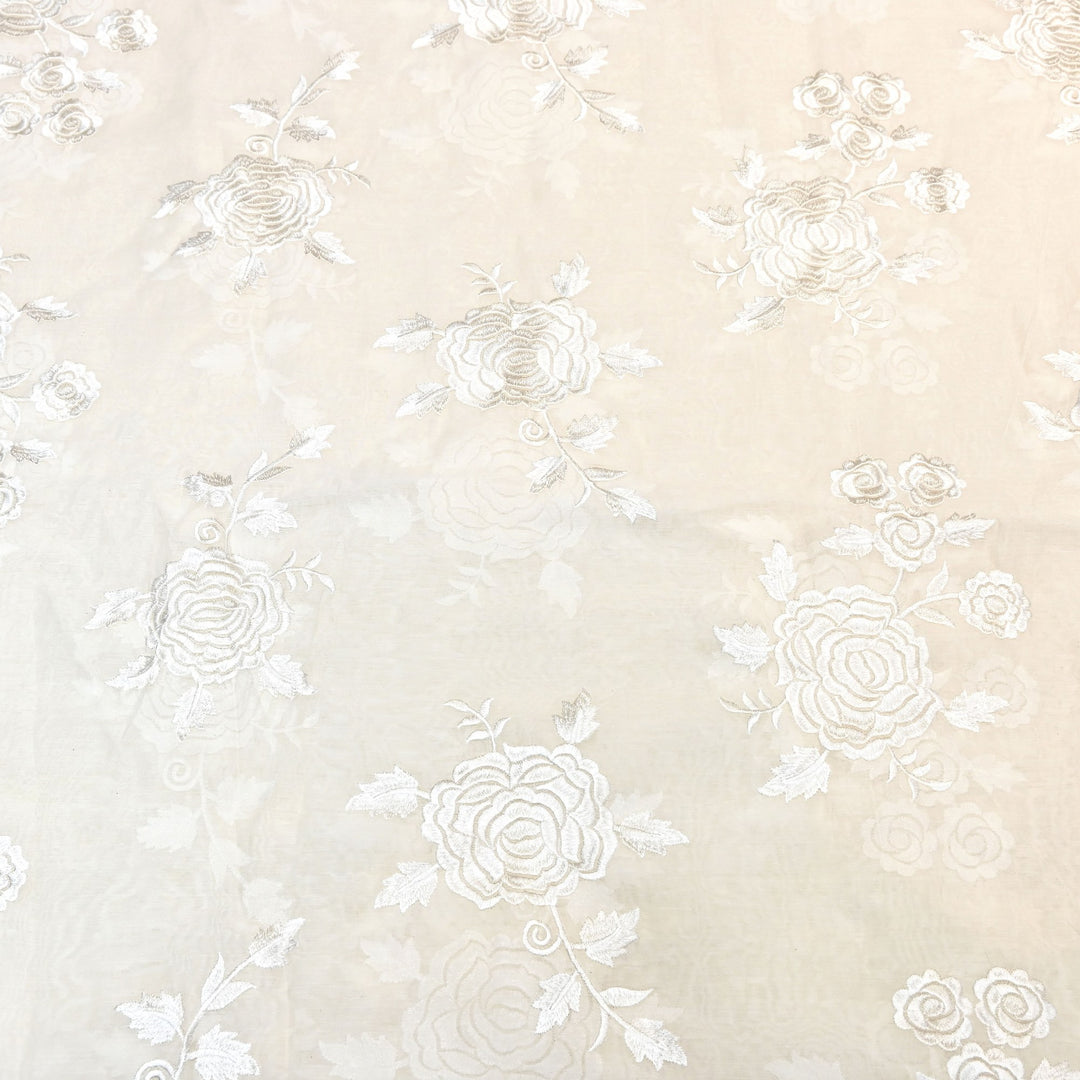 Mul Chanderi Fabric with Thread Embroidery Work– Summer Designer Fabric- MF05715-1