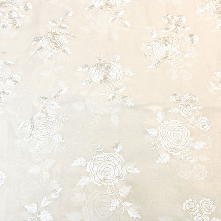 Mul Chanderi Fabric with Thread Embroidery Work– Summer Designer Fabric- MF05715-1