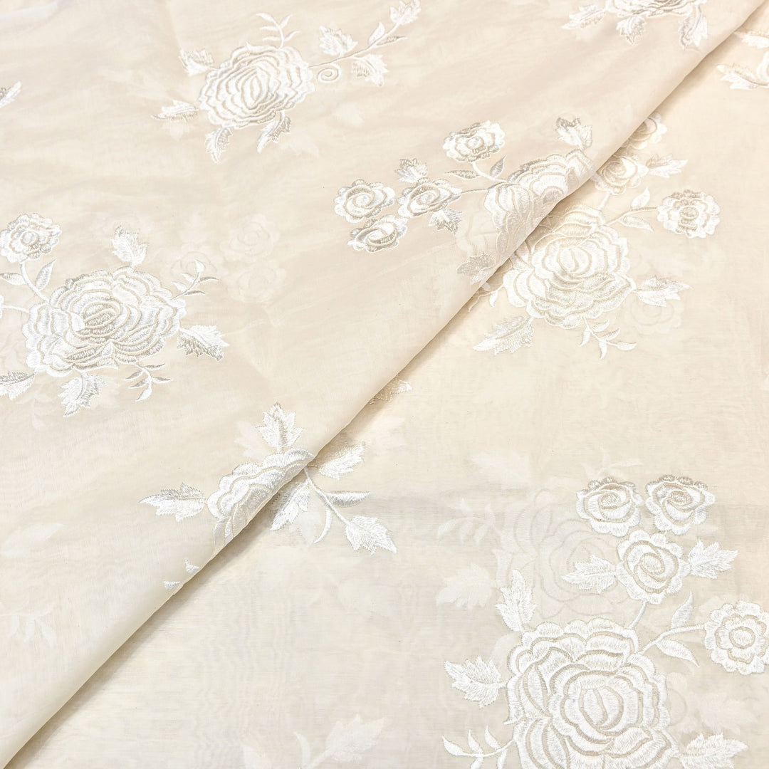 Mul Chanderi Fabric with Thread Embroidery Work– Summer Designer Fabric- MF05715-1