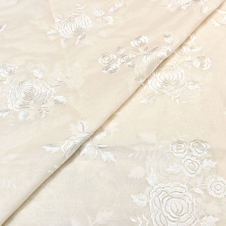 Mul Chanderi Fabric with Thread Embroidery Work– Summer Designer Fabric- MF05715-1