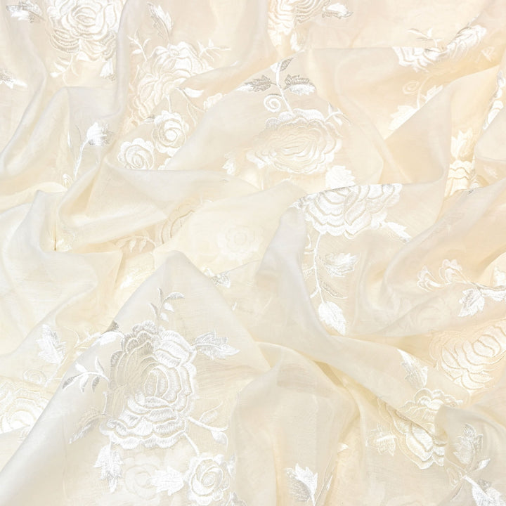Mul Chanderi Fabric with Thread Embroidery Work– Summer Designer Fabric- MF05715-1