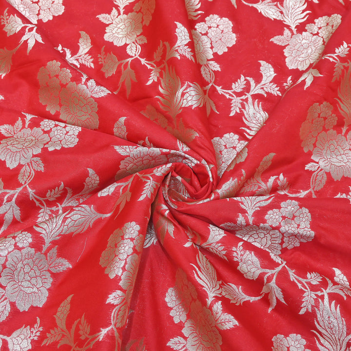 Premium Katan Silk Water Zari Jaal Brocade Fabric | Luxury Banarasi Zari Woven Fabric | WAT220-12