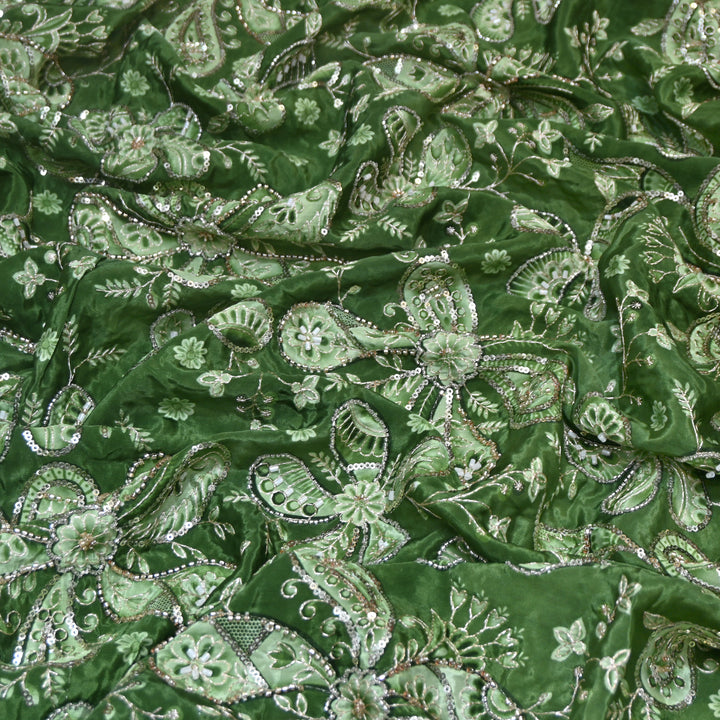 Myrtle Color Crepe Position Print Sequins & Cut Dana Hand Embroidery Fabric