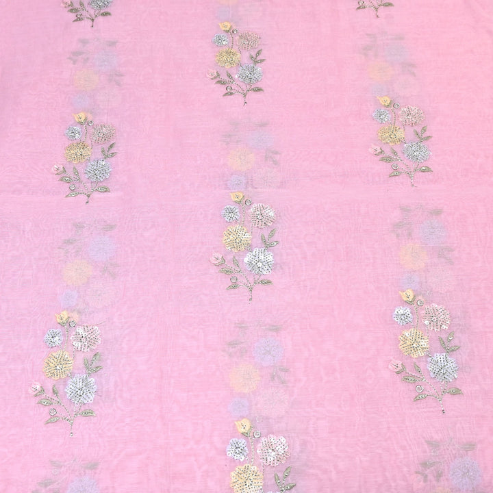 Mul Chanderi Multi Thread & Sequins Embroidery Fabric – Summer Designer Fabric- M08025-1