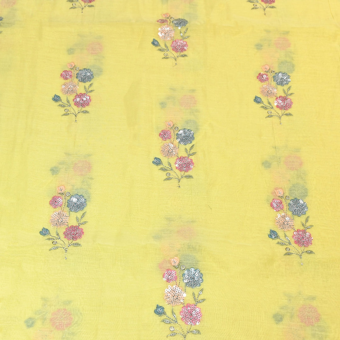 Mul Chanderi Multi Thread & Sequins Embroidery Fabric – Summer Designer Fabric- M08025-2