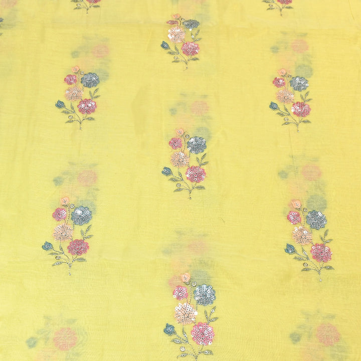 Mul Chanderi Multi Thread & Sequins Embroidery Fabric – Summer Designer Fabric- M08025-2