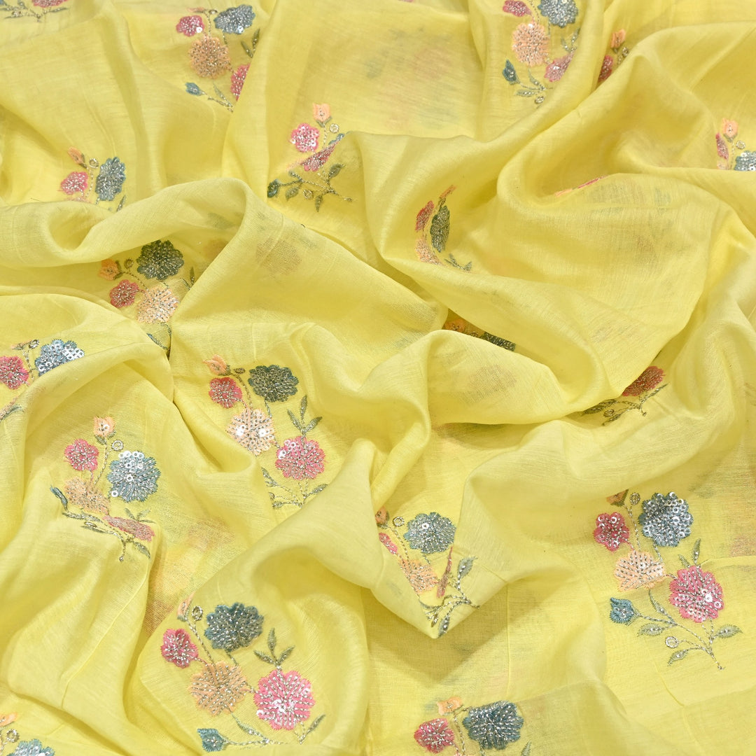 Mul Chanderi Multi Thread & Sequins Embroidery Fabric – Summer Designer Fabric- M08025-2