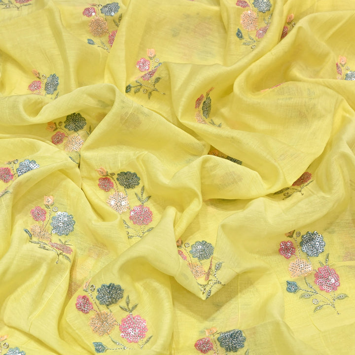 Mul Chanderi Multi Thread & Sequins Embroidery Fabric – Summer Designer Fabric- M08025-2