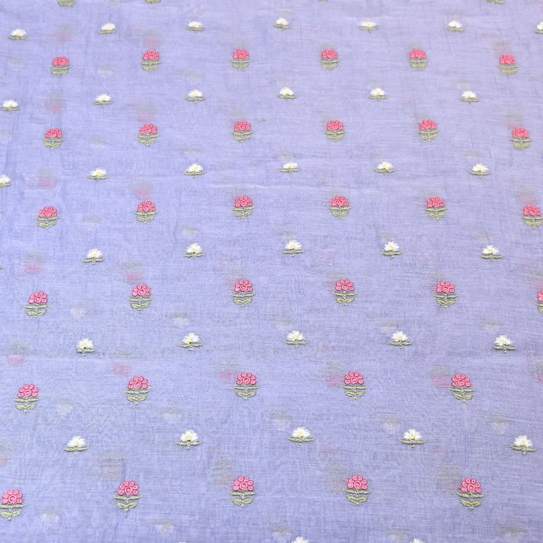 Mul Chanderi Fabric with Thread Embroidery Work– Summer Designer Fabric- MF6069-1