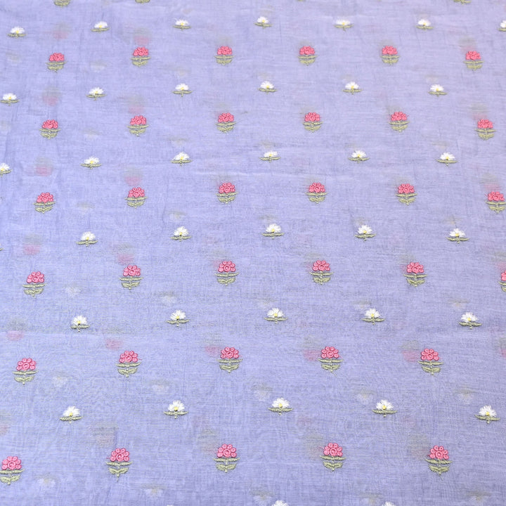Mul Chanderi Fabric with Thread Embroidery Work– Summer Designer Fabric- MF6069-1