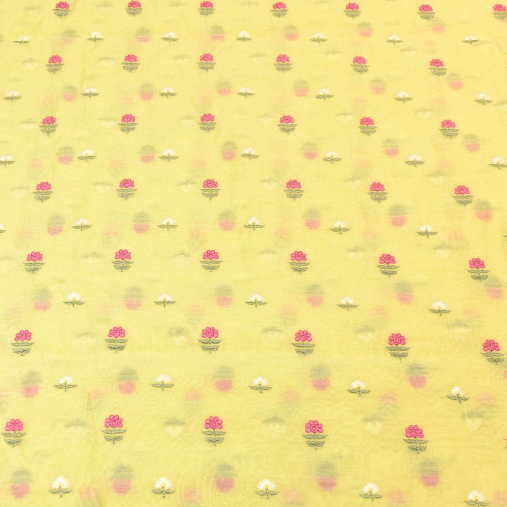 Mul Chanderi Fabric with Thread Embroidery Work– Summer Designer Fabric- MF6069-2