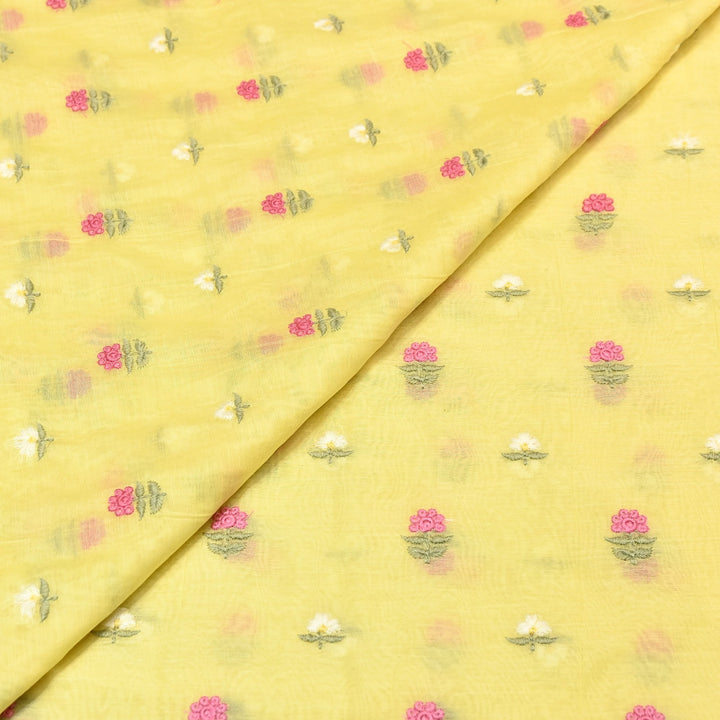 Mul Chanderi Fabric with Thread Embroidery Work– Summer Designer Fabric- MF6069-2