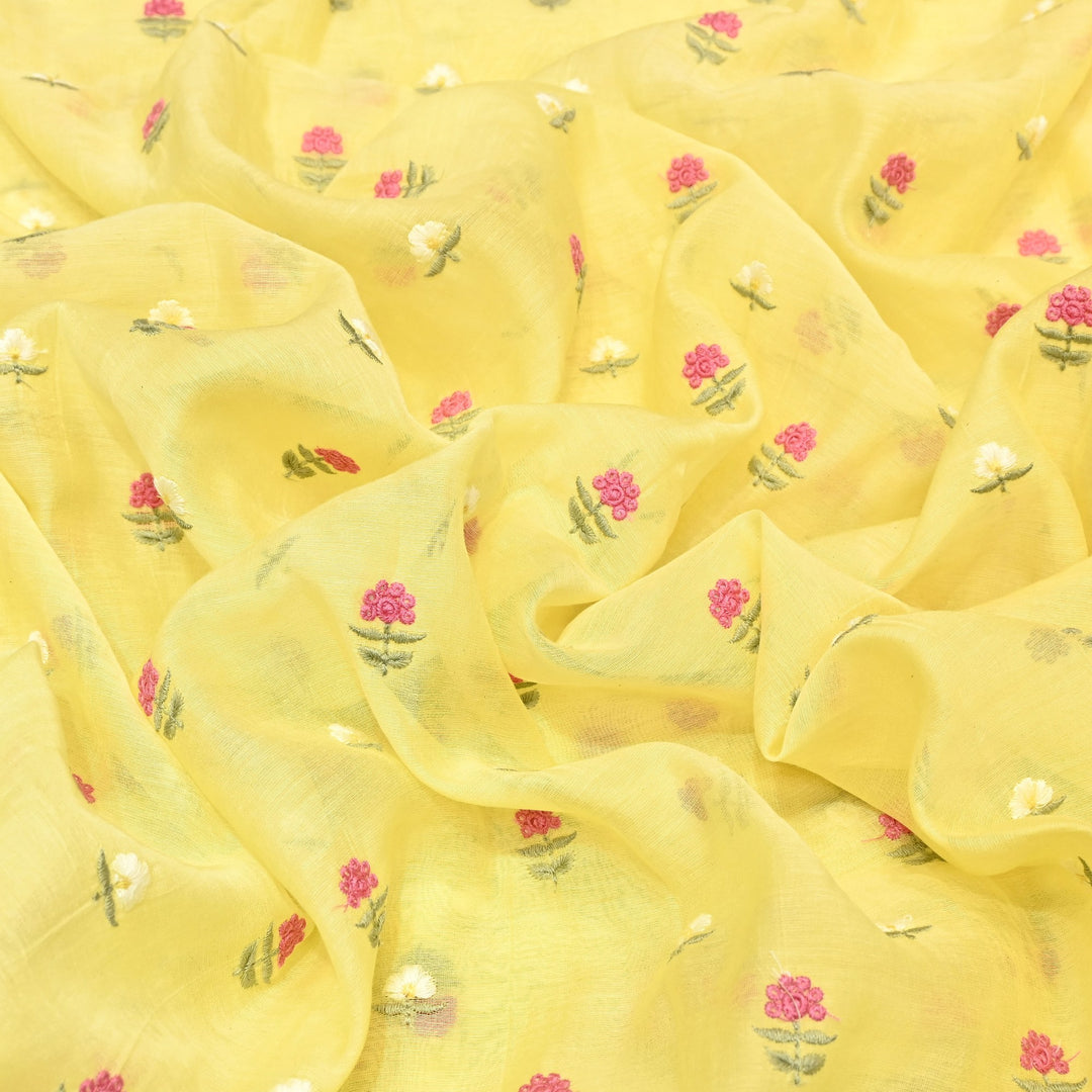 Mul Chanderi Fabric with Thread Embroidery Work– Summer Designer Fabric- MF6069-2