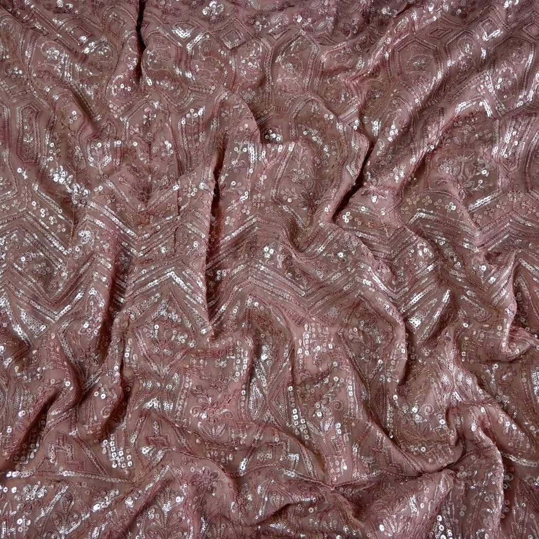 Dyed Viscose Georgette Sequins Embroidery Fabrics
