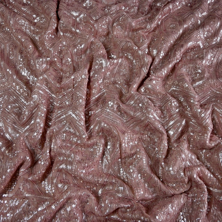 Dyed Viscose Georgette Sequins Embroidery Fabrics