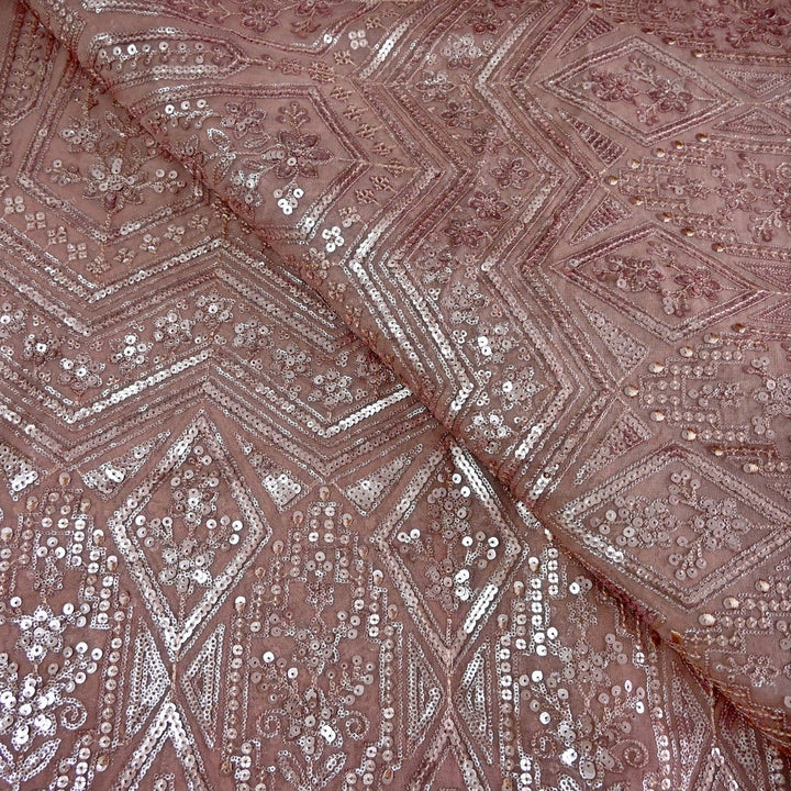 Dyed Viscose Georgette Sequins Embroidery Fabrics