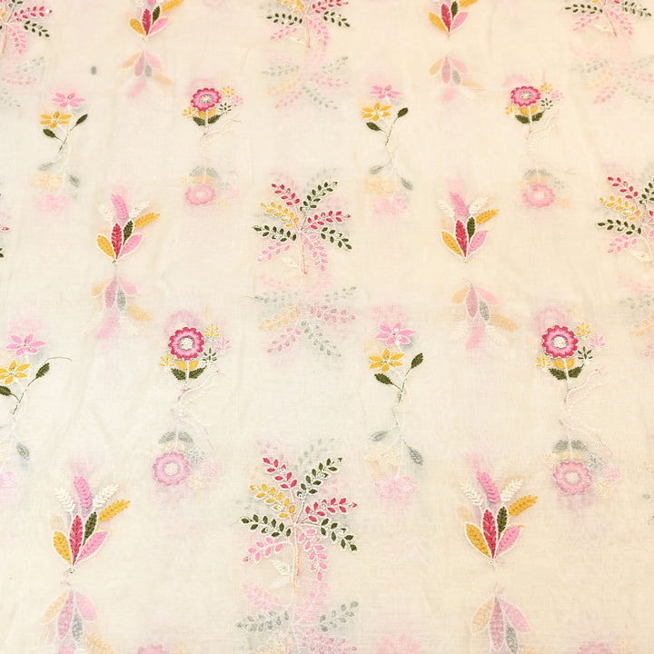 Mul Chanderi Multi Thread & Sequins Embroidery Fabric – Summer Designer Fabric- MF0778-2