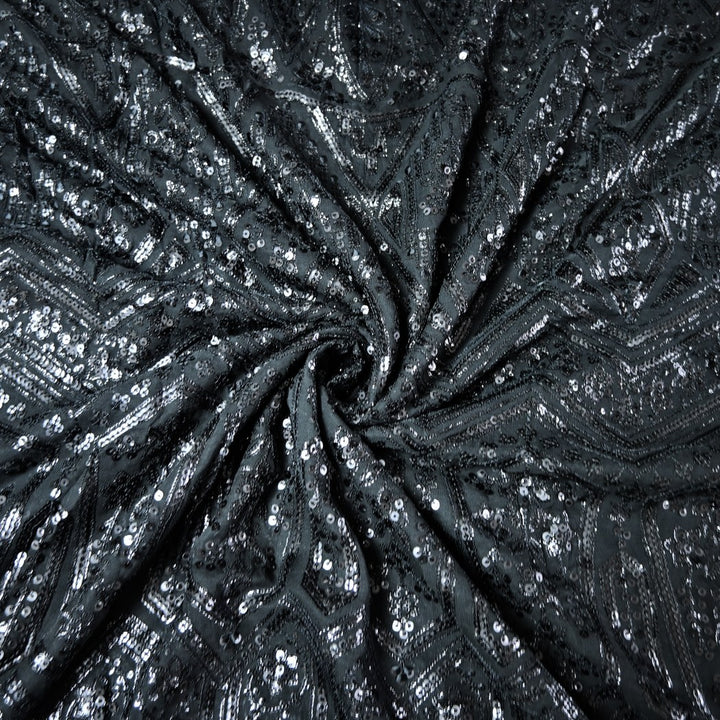 Dyed Viscose Georgette Sequins Embroidery Fabrics