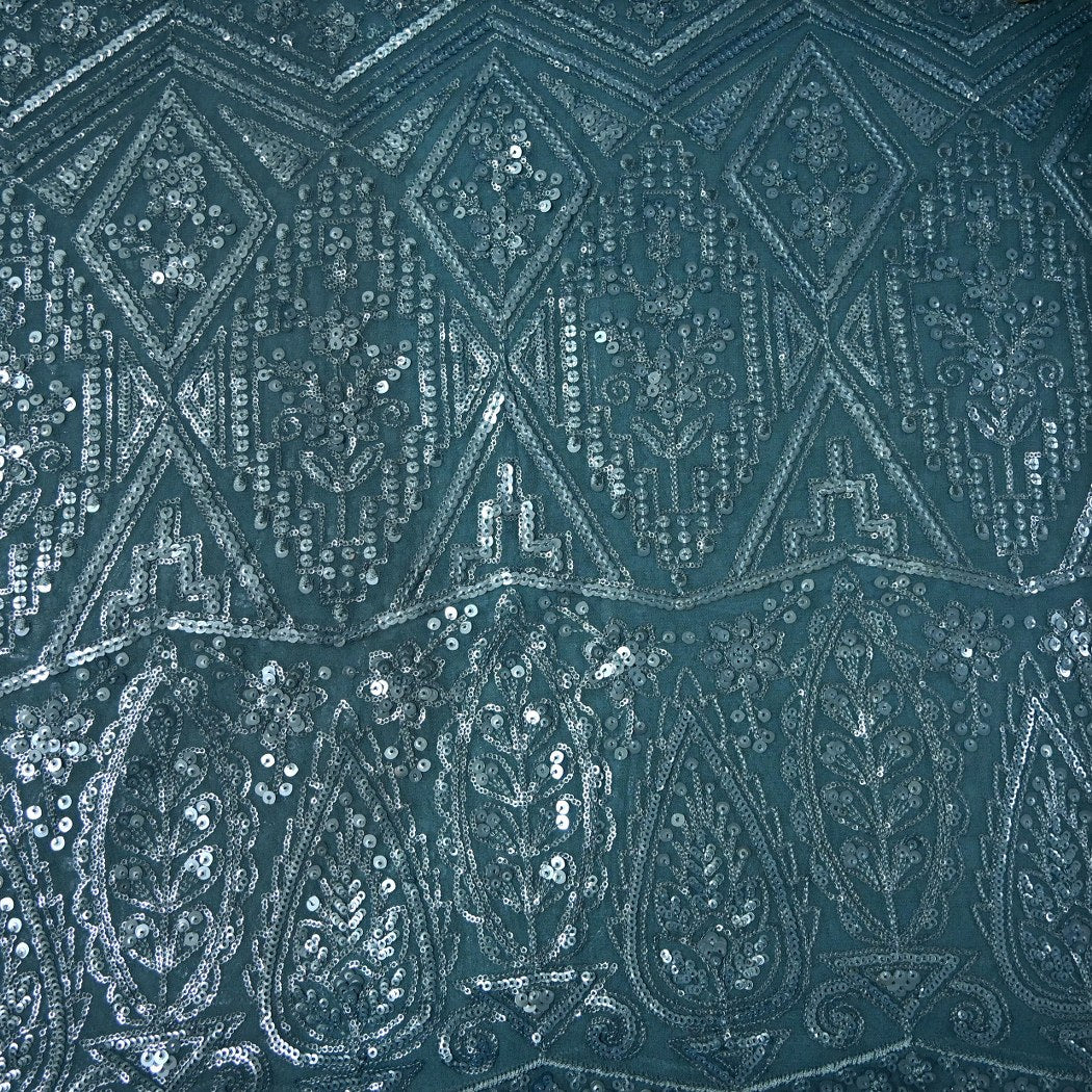 Dyed Viscose Georgette Sequins Embroidery Fabrics