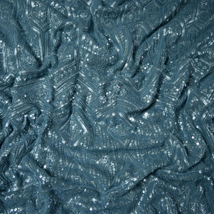 Dyed Viscose Georgette Sequins Embroidery Fabrics