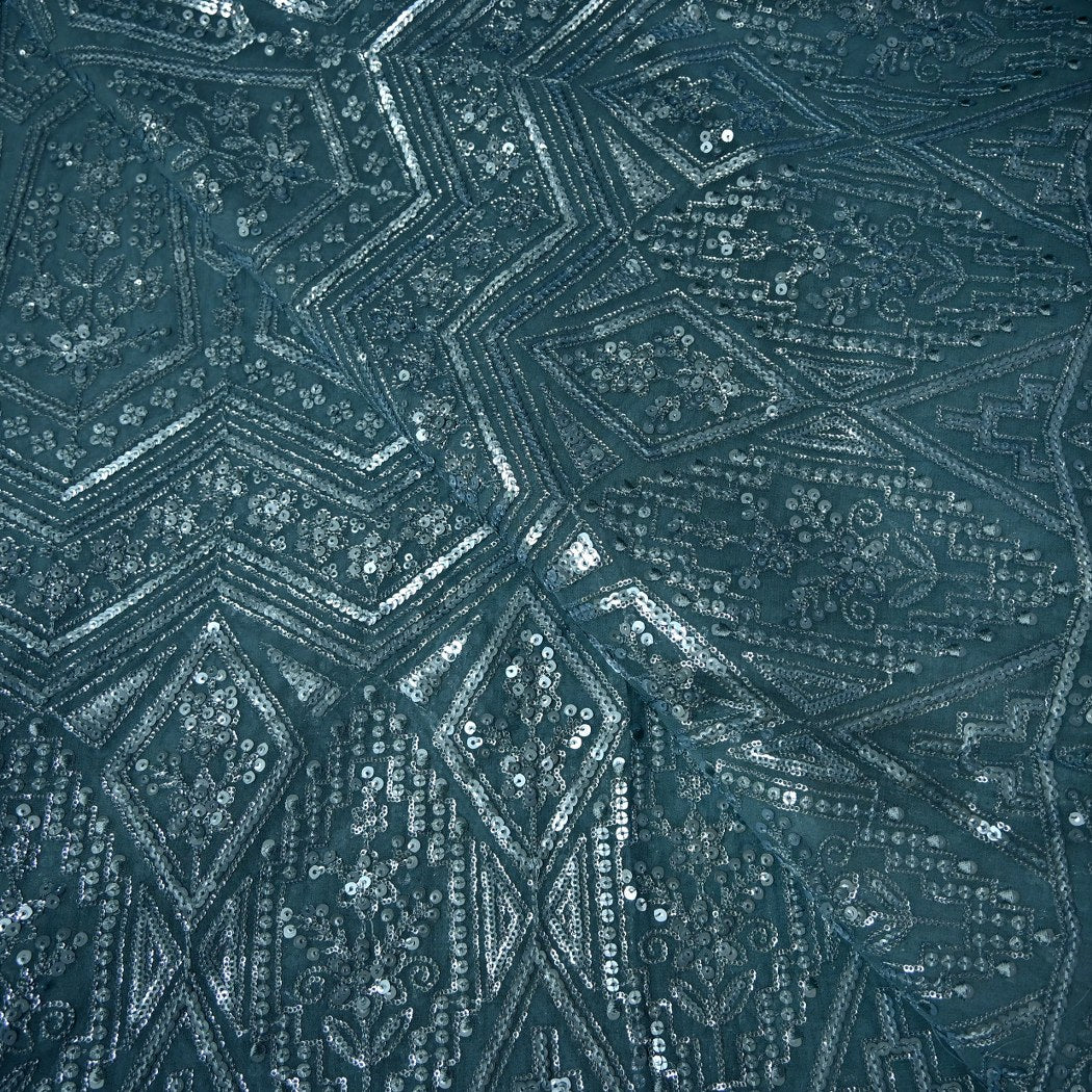 Dyed Viscose Georgette Sequins Embroidery Fabrics