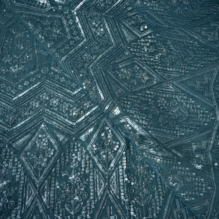 Dyed Viscose Georgette Sequins Embroidery Fabrics