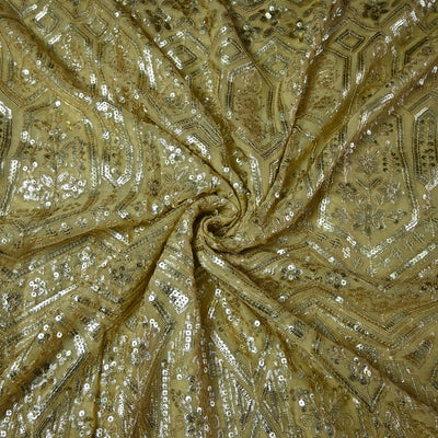 Dyed Viscose Georgette Sequins Embroidery Fabrics