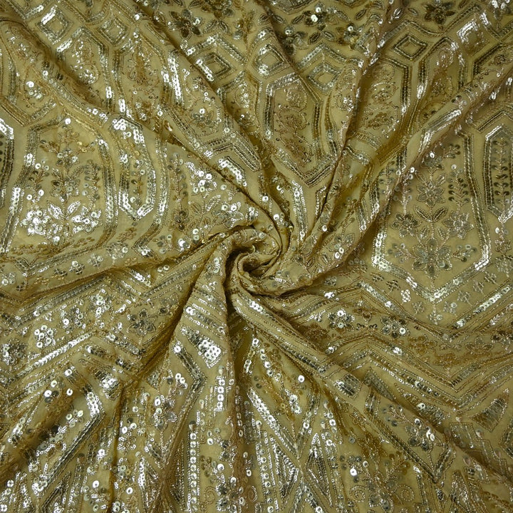 Dyed Viscose Georgette Sequins Embroidery Fabrics