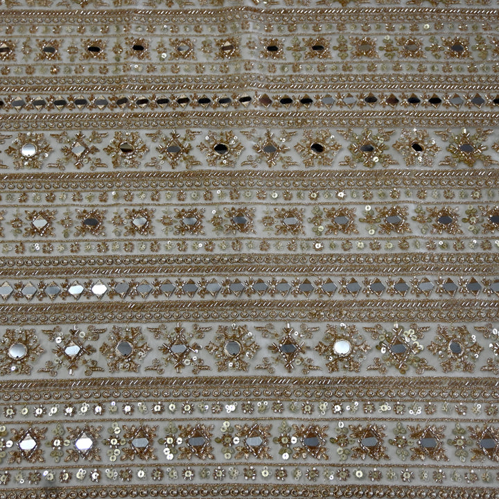 Dyed Net Moti Mirror With Sequins Embroidery Fabrics