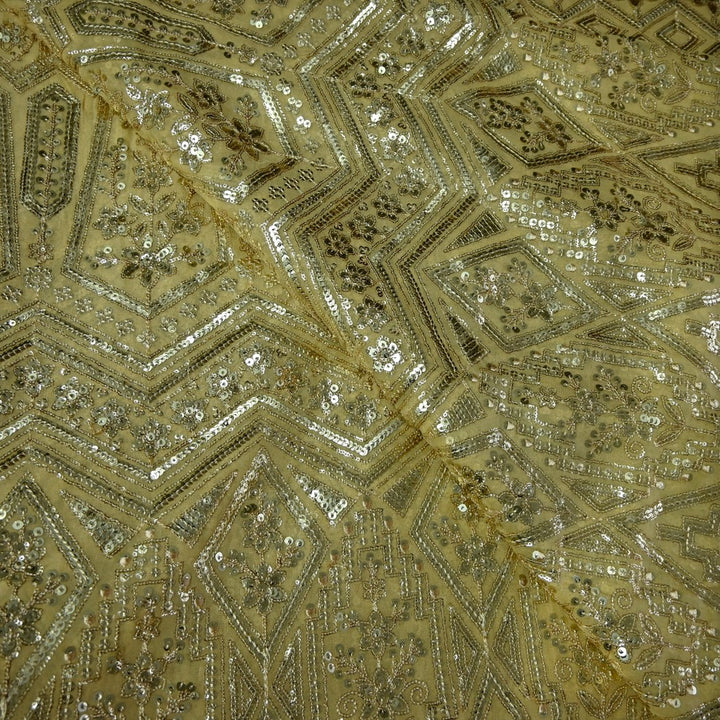 Dyed Viscose Georgette Sequins Embroidery Fabrics
