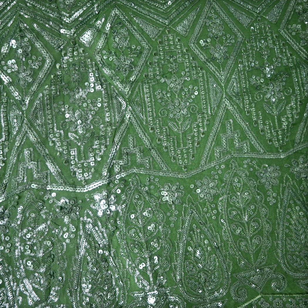 Dyed Viscose Georgette Sequins Embroidery Fabrics