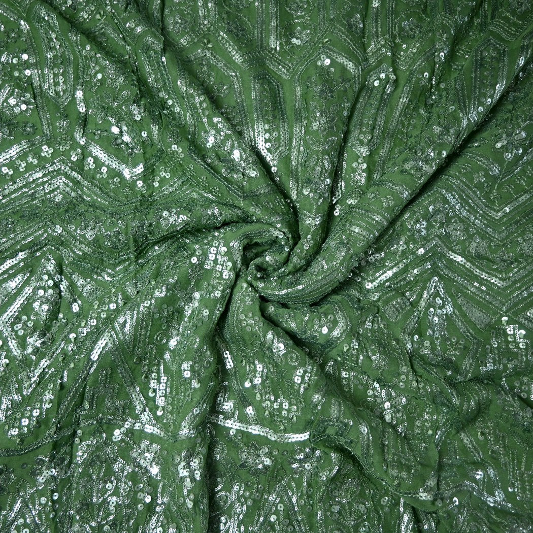 Dyed Viscose Georgette Sequins Embroidery Fabrics