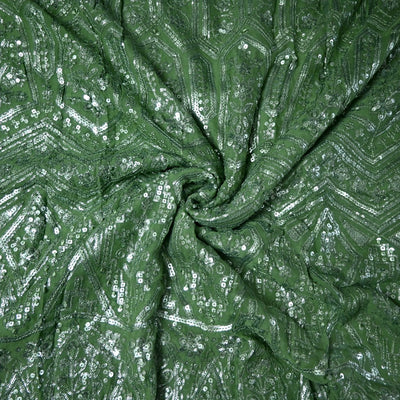 Dyed Viscose Georgette Sequins Embroidery Fabrics