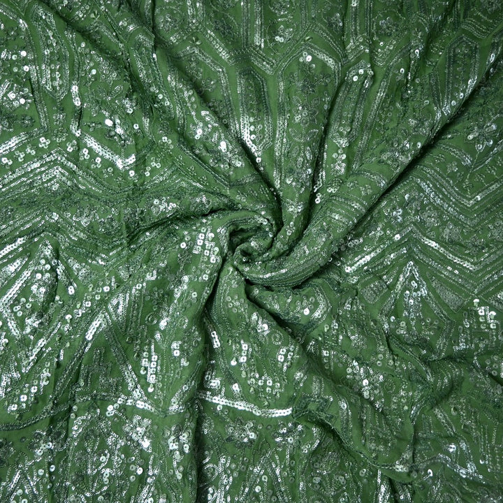 Dyed Viscose Georgette Sequins Embroidery Fabrics