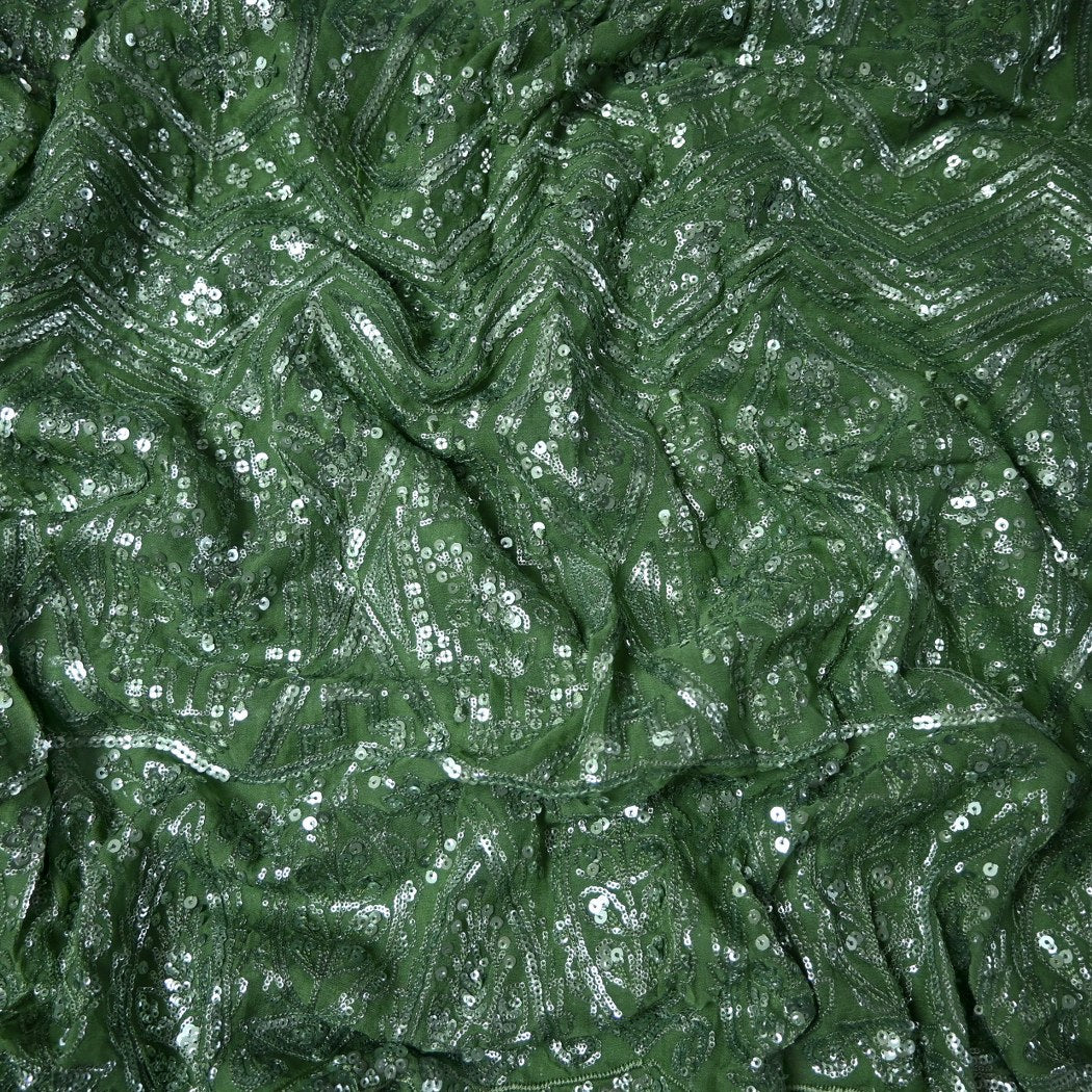 Dyed Viscose Georgette Sequins Embroidery Fabrics